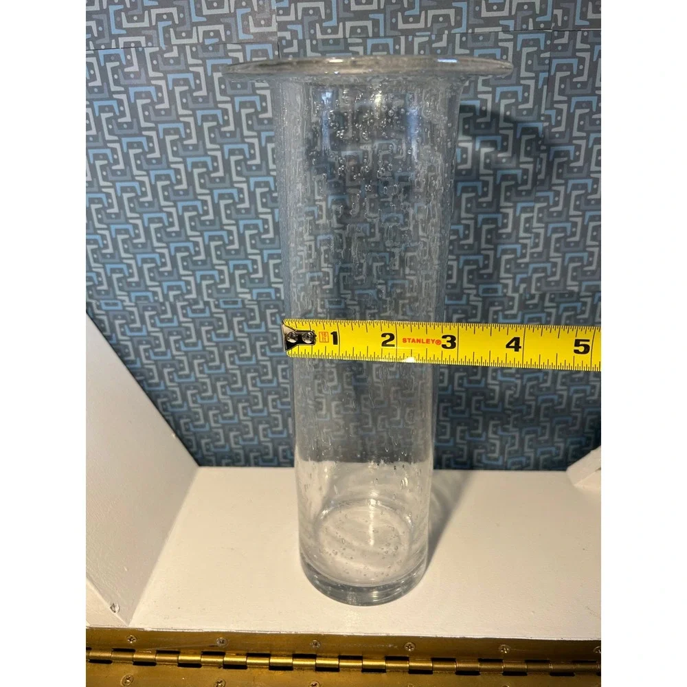 Bubble Glass Cylinder Vase Wide Rim Clear 10.5 Inch Tall (2 are available)‎